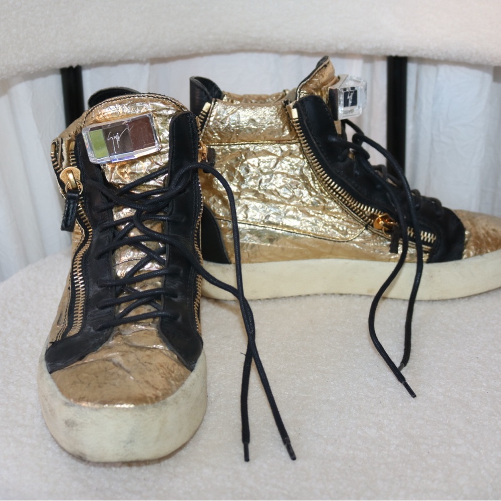 Giuseppe Zanotti gold tennis shoes